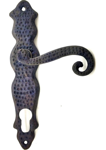 Antika Tarz Dekoratif Pirinç Ferforje Oda Kapı Kolu - 210X43 Mm, Oksit