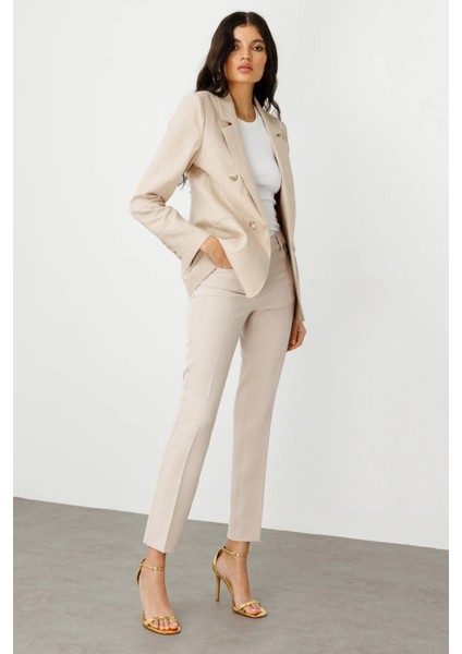 Kadın Fleto Cepli Keten Ceket 4016 Kum fiyatları