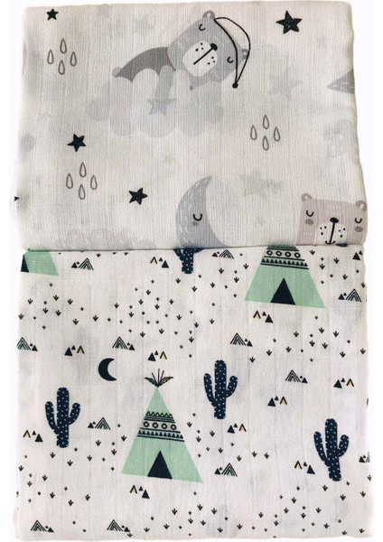 2 Adet 110X110 Çok Amaçlı Müslin Örtü