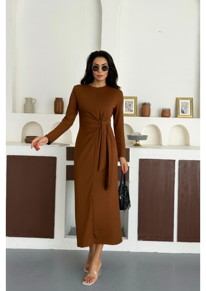 Yandan Bağlamalı Modal Kumaş Uzun Elbise fiyatları