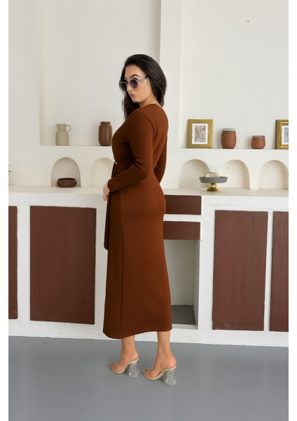 Yandan Bağlamalı Modal Kumaş Uzun Elbise indirimleri