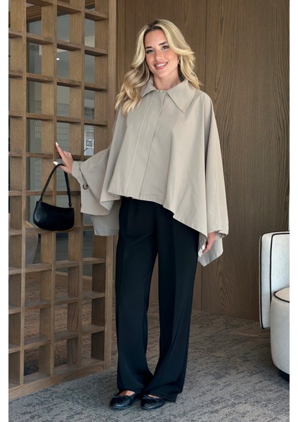 Bej Pelerin Model Trençkot - 7603 fiyatları