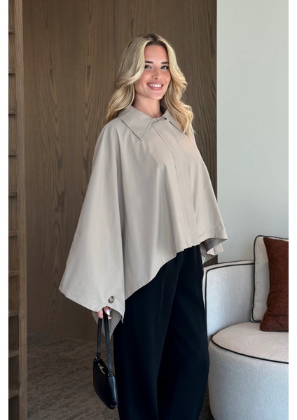 Bej Pelerin Model Trençkot - 7603 modelleri