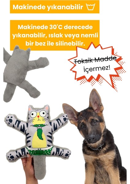 Mihav Sesli Köpek Oyuncağı | Vikvik ve Hışırtılı Gri Kedi Şekilli Aktivite Oyuncağı fırsatları