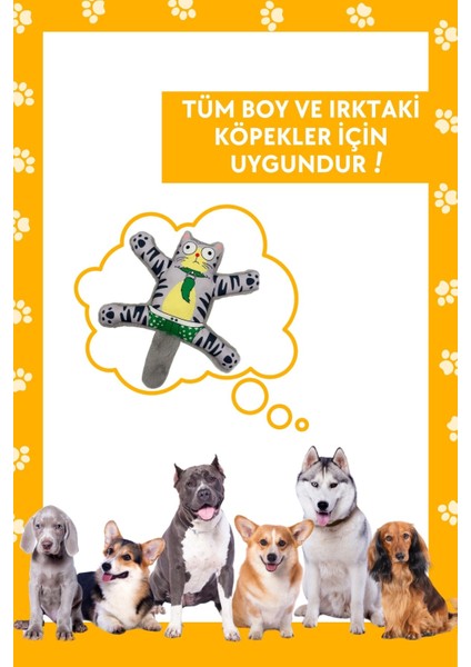 Mihav Sesli Köpek Oyuncağı | Vikvik ve Hışırtılı Gri Kedi Şekilli Aktivite Oyuncağı