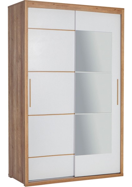 Tuana 140 cm Sürgülü Gardırop - Ceviz&beyaz