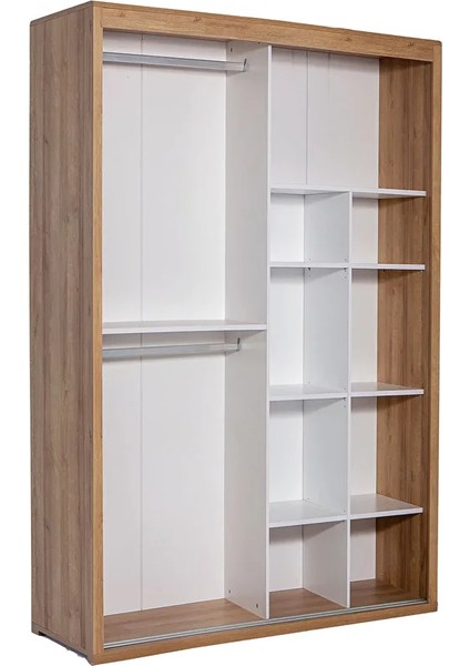 Tuana 140 cm Sürgülü Gardırop - Ceviz&beyaz modelleri
