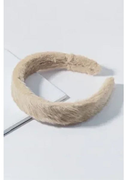 Kadın Bej Teddy Tüylü Peluş Taç