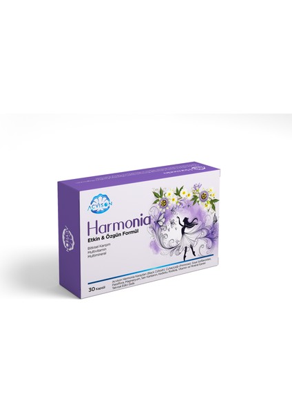 Acvison Harmonia - Karayılan (Black Cohosh), Çuhaçiçeği (Primrose), Soya Izoflavonları, Passiflora, Magnezyum, Sarı Kantaron, Kediotu, Rodiola, Vitamin ve Mineral Içeren Takviye edici gıda