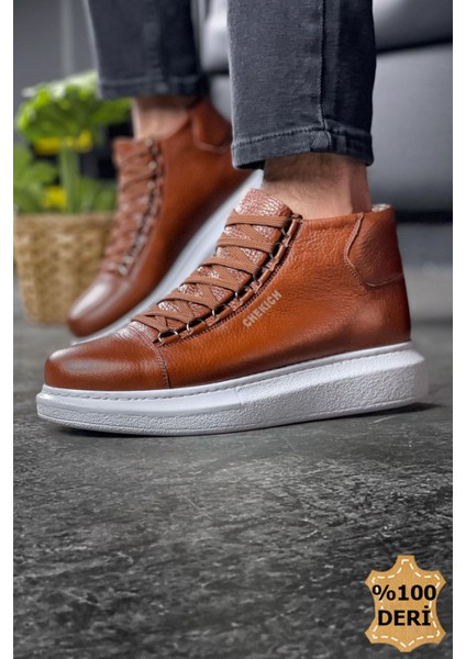 Roma Hakiki Deri Premium Kışlık Erkek Bot Taba