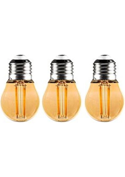 G45 Rustik LED 3 Adet Ampul Sarı Top