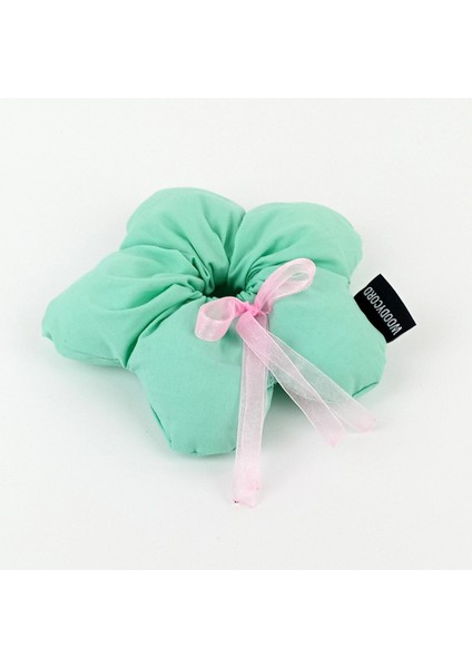 El Yapımı Mint Yeşili Pembe Fiyonklu Çiçek Scrunchie Topuz Tokası indirimleri