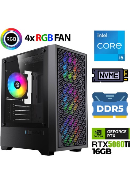 KX550 I5 14400F 32GB Ddr5 Ram 1tb M.2 Nvme SSD 16GB RTX5060 Ti Oyuncu Tavsiye Sistem