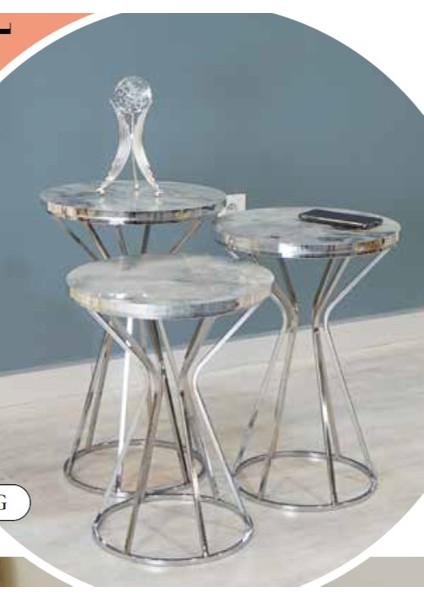 Mim Mermer - Gümüş Darbuka Zigon Sehpa