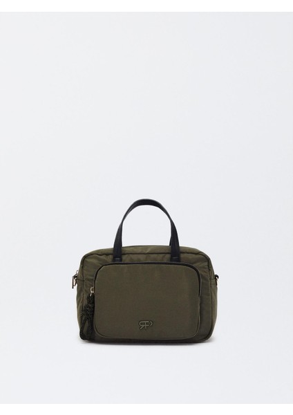 Teknik Kumaş Aksesuarlı Tote Çanta