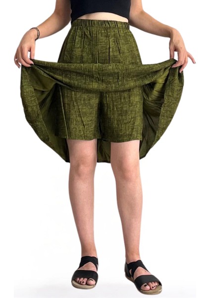 Viskon Kumaş Midi Boy Kadın Şort Etek modelleri