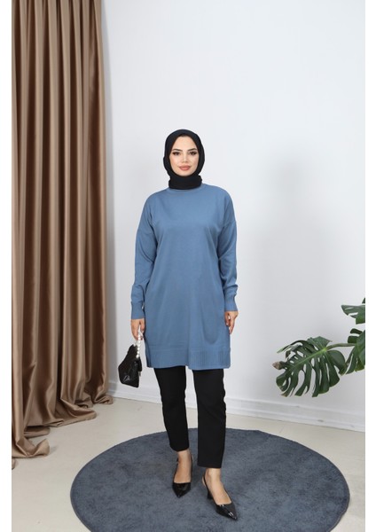 Yırtmaçlı Merserize Tunik