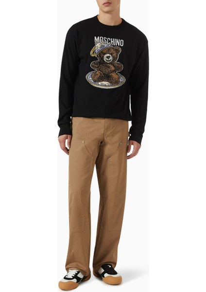 Yün Karışımlı Logo Kazak, Siyah, Ön Logo Detaylı, Ribanalı Manşet ve Etek Ucu fiyatları