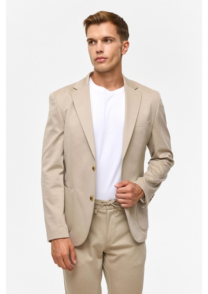 Bej Slim Düz Mono Yaka 6 Drop Takım Elbise fırsatları