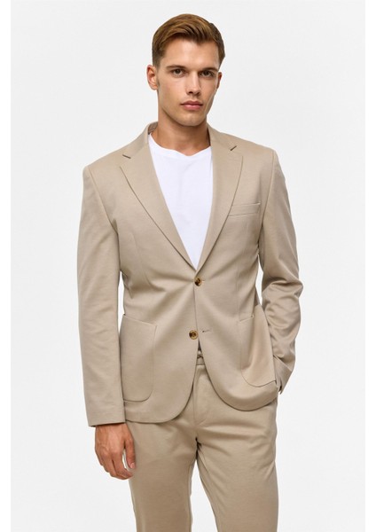 Bej Slim Düz Mono Yaka 6 Drop Takım Elbise indirimleri