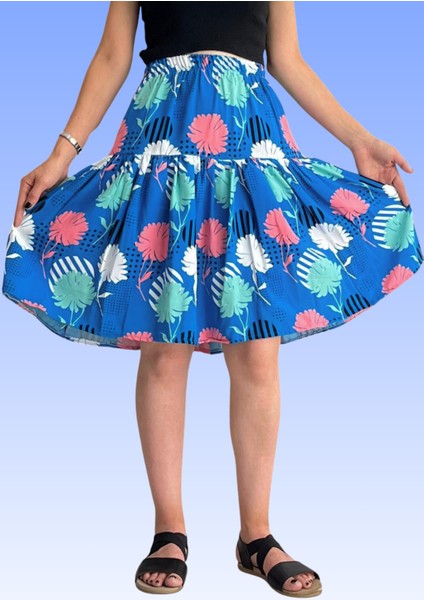 Viskon Kumaş Midi Boy Çiçek Desenli Kadın Şort Etek fiyatları