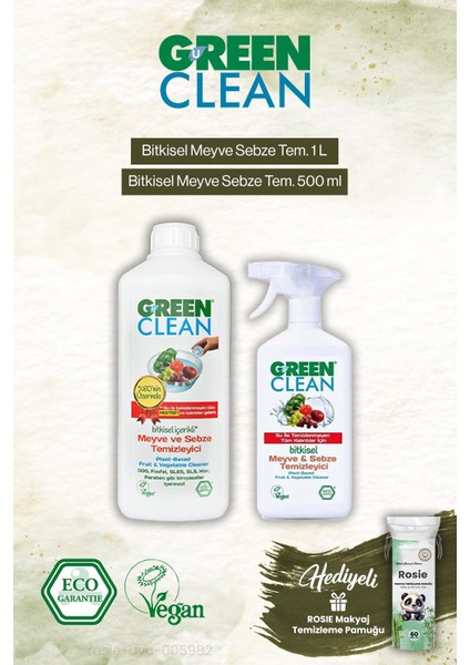 Meyve Sebze Temizleyici 500 ml ve 1000ML, Rosie Hediye