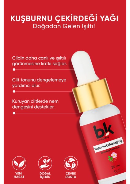 Kuşburnu Çekirdeği Yağı - Aydınlatıcı Doğal Ve Saf Yağ (Serum) - 20ml fiyatları
