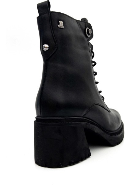 2552502 Kadın Hakiki Deri Kalın Topuk Bağcıklı Kısa Bot fiyatları