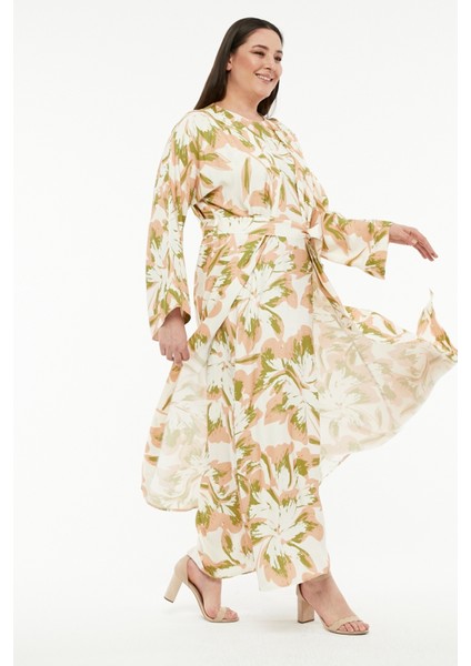 Pamuk Saten Kumaş Çiçek Desenli Abaya Takım fırsatları