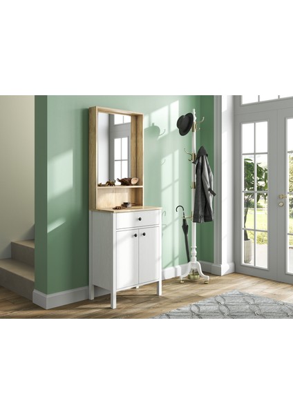 Hunerika Dioya Portmanto -Wood Beyaz-Minifiks Bağlantılı