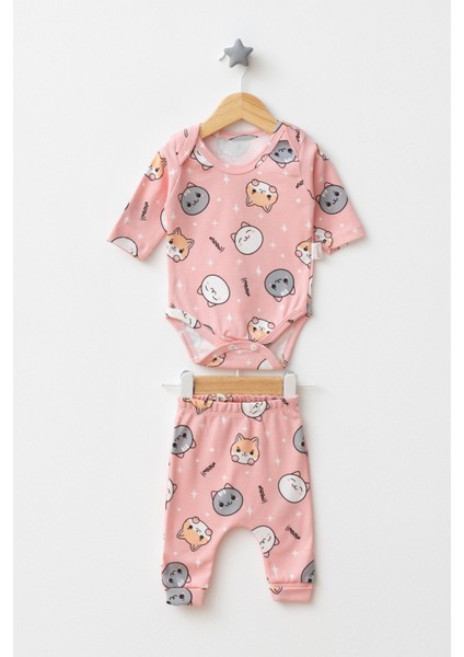 Desenli Kız Bebek Zıbın Takım