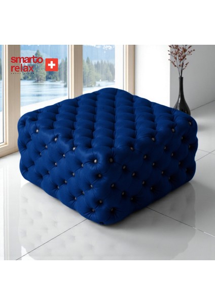 Puf Poschiavo Ayaksız Kapitoneli Dekoratif 100x100x45 cm(Lacivert)