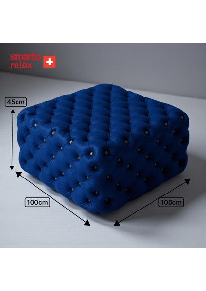 Puf Poschiavo Ayaksız Kapitoneli Dekoratif 100x100x45 cm(Lacivert) modelleri