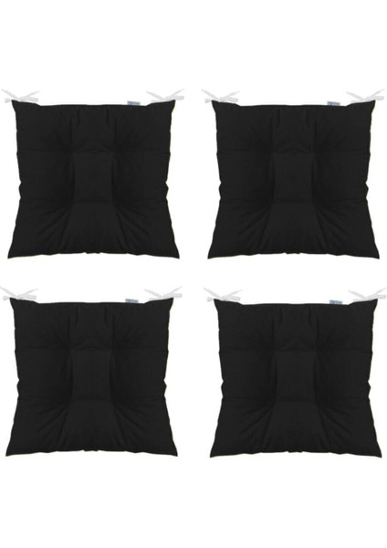 Elite Siyah Kombin Pofudik Kare Sandalye Minderi 40 x 40 cm 4'lü 1 Adet