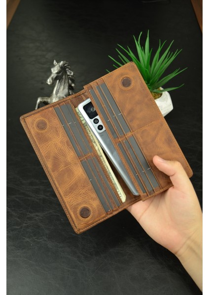 Telefon Bölmeli Cüzdan Mıknatıslı ve El Bantlı Büyük Cüzdan Deri Cüzdan fiyatları