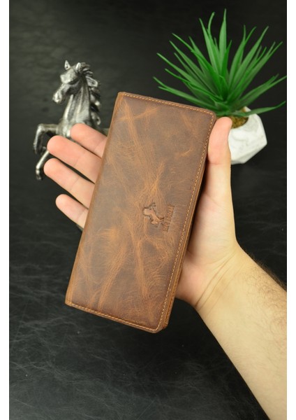 Telefon Bölmeli Cüzdan Mıknatıslı ve El Bantlı Büyük Cüzdan Deri Cüzdan