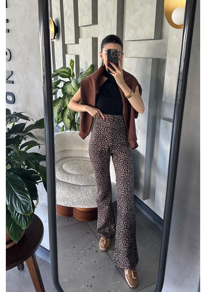 Kadın Leopar Desenli Toparlayıcı Tayt Pantolon 4 Mevsim fiyatları