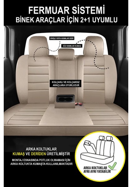 Skoda Octavia Elegance 1.2 Tsi 105 Dsg Green Tec 2014 Uyumlu Deri Serisi Bej Oto Kılıfı Tam Set fırsatları