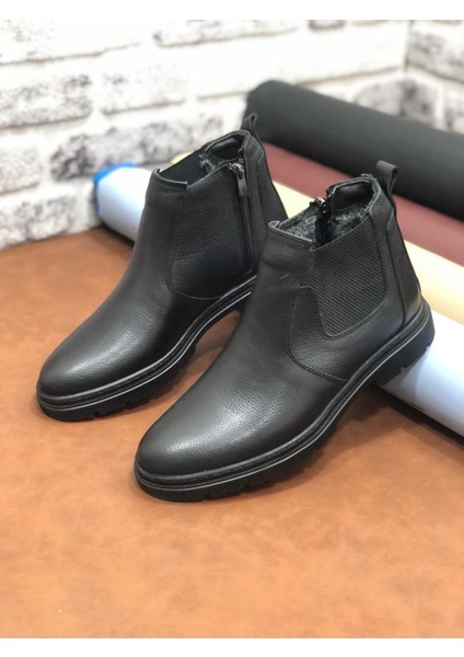 Hakiki Deri Ortopedik Büyük Numara 45-46-47 Kürklü Kışlık Erkek Bot