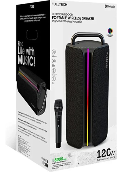 Fxs2 Taşınabilir Kablosuz Bluetooth Hoparlör Siyah | 120W Güç, Rgb Işık, Ipx4 Su Geçirmez fiyatları