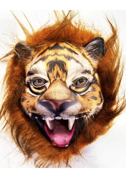 Nessiworld Kahverengi Saçlı Yeleli Aslan Kaplan Kurt Maskesi Mega Peluş 28 No