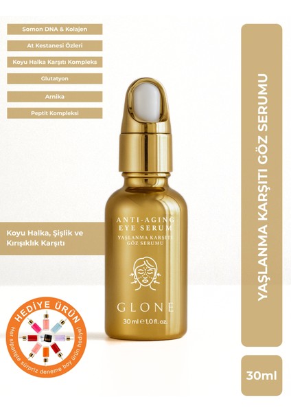 Yaşlanma Karşıtı Göz Serumu | 30ml | Peptit & Somon DNA | Koyu Halka, Torbalanma ve Kırışıklık Karşıtı