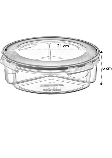 3 Bölmeli Sızdırmaz Contalı Kilitli Kapaklı 1,35 Litre Yuvarlak Erzak Saklama Kabı LC-500 (5224) modelleri