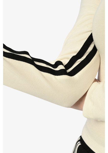 Şeritli Krop Bluz - Ekru fiyatları