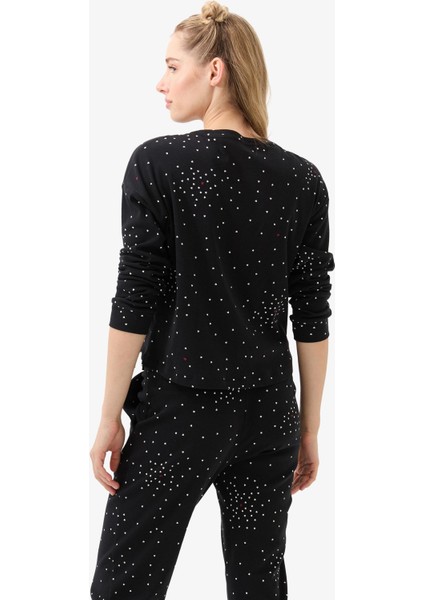 Kadın Siyah Kalp Desenli Pijama Takımı – Yuvarlak Yaka & Paça Lastikli C5T4N915 indirimleri