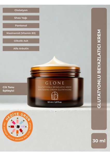 Glutatyonlu Beyazlatıcı Krem | 50ml | Glutatyon & Arbutin | Cilt Tonu Eşitleyici, Leke Karşıtı