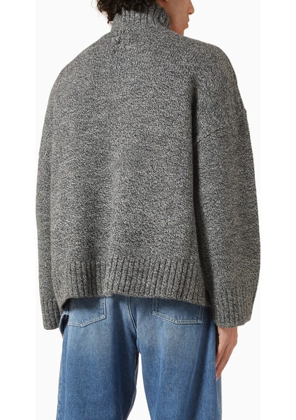 Patch Pocket Jumper, Yün Karışımlı Balıkçı Yaka Kışlık Kazağı, Gri fırsatları