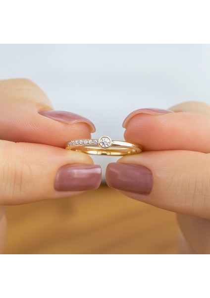 Altın Yarısı Taşlı Yüzük fiyatları