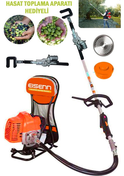 Alman Prof Oliven 20 Hp Zeytin Silkme Makinası + Sırt Tipi Benzinli Motorlu Tırpan