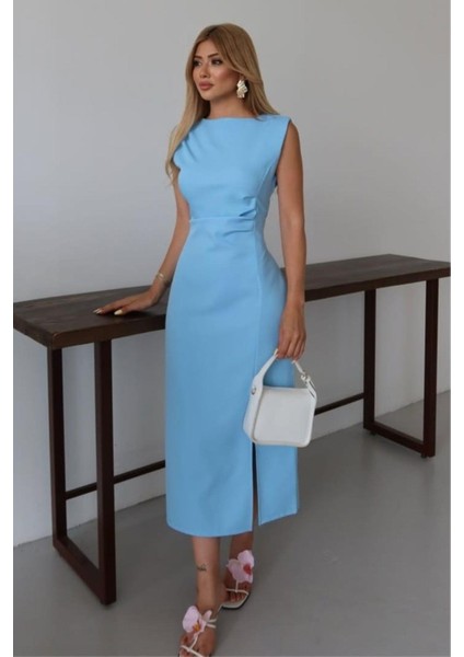 Mavi Büzgülü Kadın Elbise fiyatları